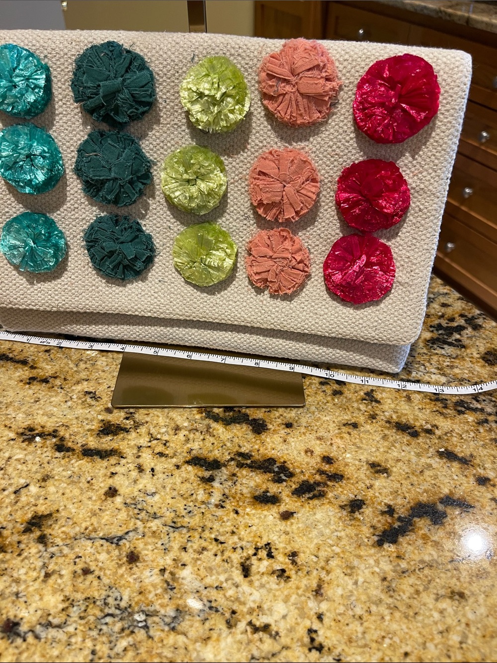 Stella & Dot Cream Clutch with Multicolor Rosette Accents - Picture 4 of 5